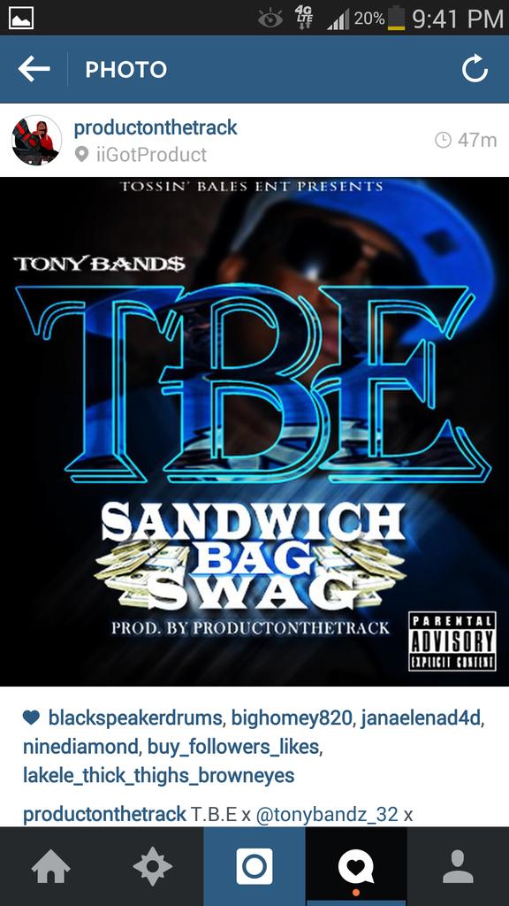 TonybanzTb's tweet photo. Hot new single " sandwich bag swag" Tony Bands x  produced by product on the track #32SHIT #realtrapmusic #TBE http://t.co/FLgeIUFywK