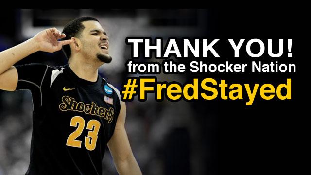 ShockersNation's tweet photo. Fred VanVleet is Staying! #ThankYouFred #FredStayed http://t.co/0MYGAOYuMe