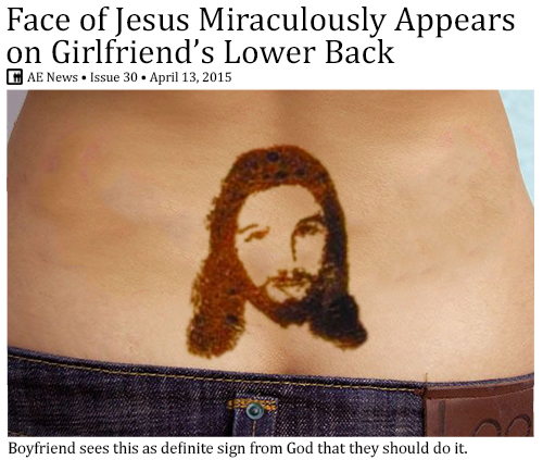 wkwardelevator's tweet photo. The Face of Jesus Miraculously Appears on Girlfriend's Lower Back http://t.co/fbo7QLqZwk