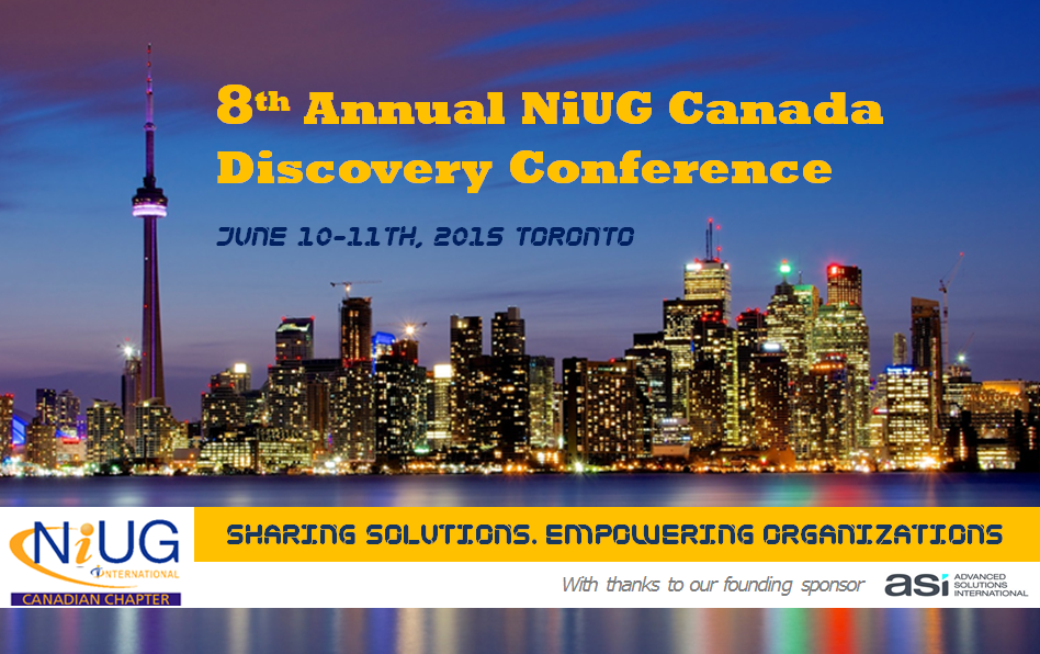 NiUGCanada's tweet photo. 8th Annual NiUG Canada Discovery Conference is website launching next week. Stay tuned! #NiUGCanada15,  #NiUG http://t.co/0CINe5X3Xr