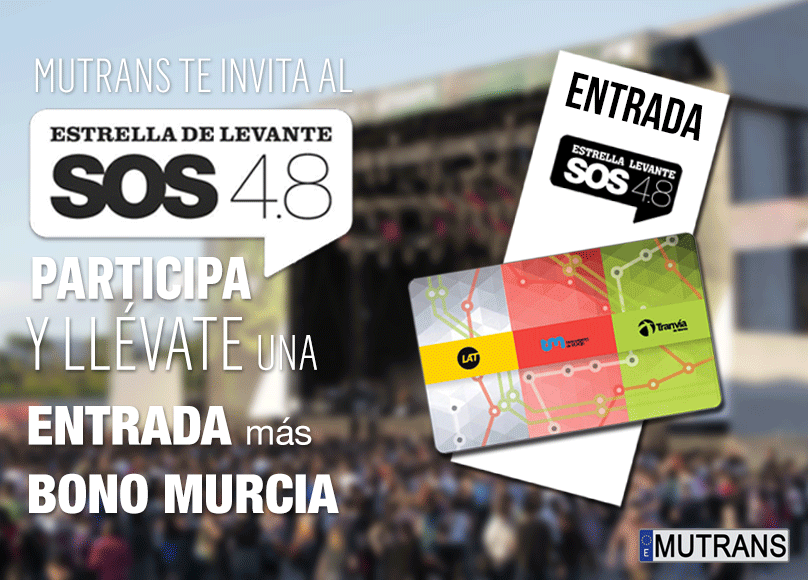 mutransmurcia's tweet photo. ¿#SabíasQue sorteamos entradas para el #sos48 + #bonomurcia? ¡Síguenos y participa!
👉http://t.co/4TnatkFJPl #sorteo http://t.co/AkmsFT16GT