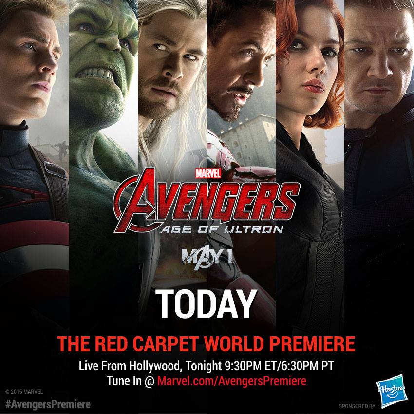 Avengers's tweet photo. TONIGHT: watch the #Avengers #AgeOfUltron LA premiere red carpet livestream: http://t.co/xXUjuS5zmB #AvengersPremiere http://t.co/8JpzI4f5y9