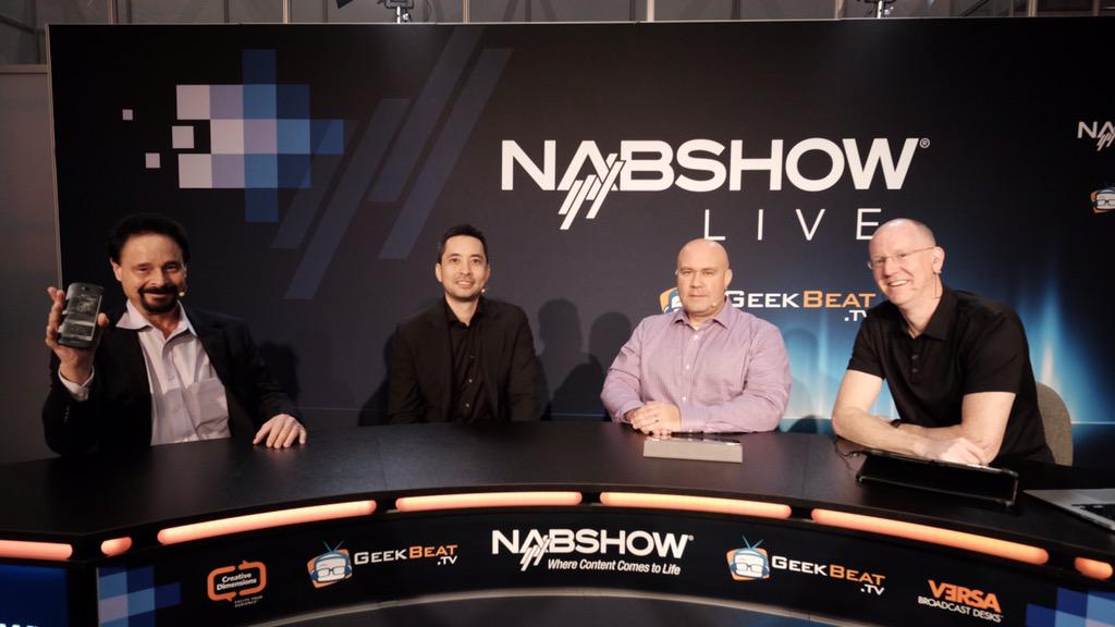GeekBeatTV's tweet photo. LIVE now at http://t.co/nvS4ytEawQ @JohnPoz and @VSEllis chat with Mark &amp; Robert from @psyxresearch at #NABShow http://t.co/3dGTBQFvkD