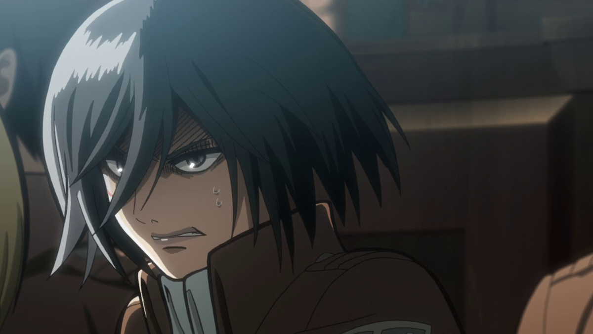 cassopeia's tweet photo. Never fails to make me laugh: Mikasa's faces in this scene #RewatchingAOT http://t.co/UJCwf4wdWO