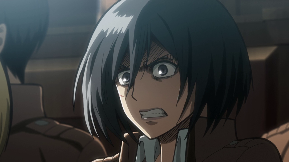 cassopeia's tweet photo. Never fails to make me laugh: Mikasa's faces in this scene #RewatchingAOT http://t.co/UJCwf4wdWO