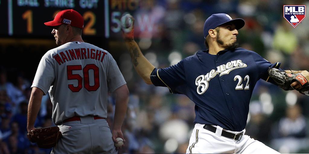MLBNetwork's tweet photo. The @Cardinals' home opener is coming up next as @UncleCharlie50 takes on Matt Garza and the @Brewers! (or KC-MIN) http://t.co/BymSFJfHJ1