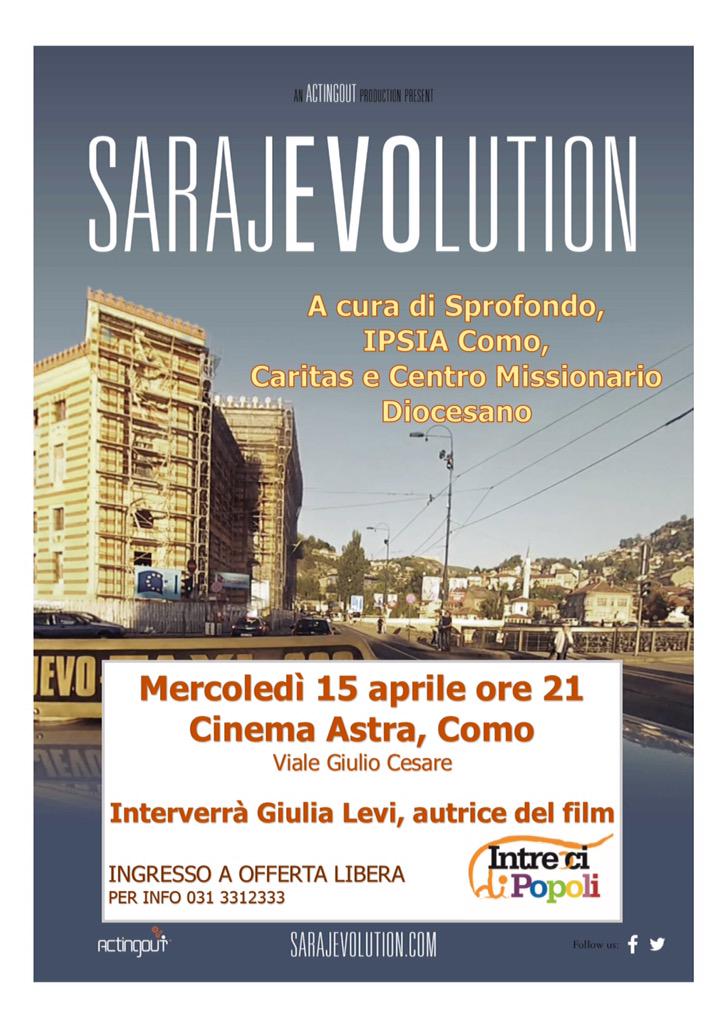 aaa_annalisa's tweet photo. Il docufilm #sarajevolution mercoledì 15 aprile ore 21.00 al #cinemaastra di Como. #Sarajevo #cultura http://t.co/VcB9um8ZFD