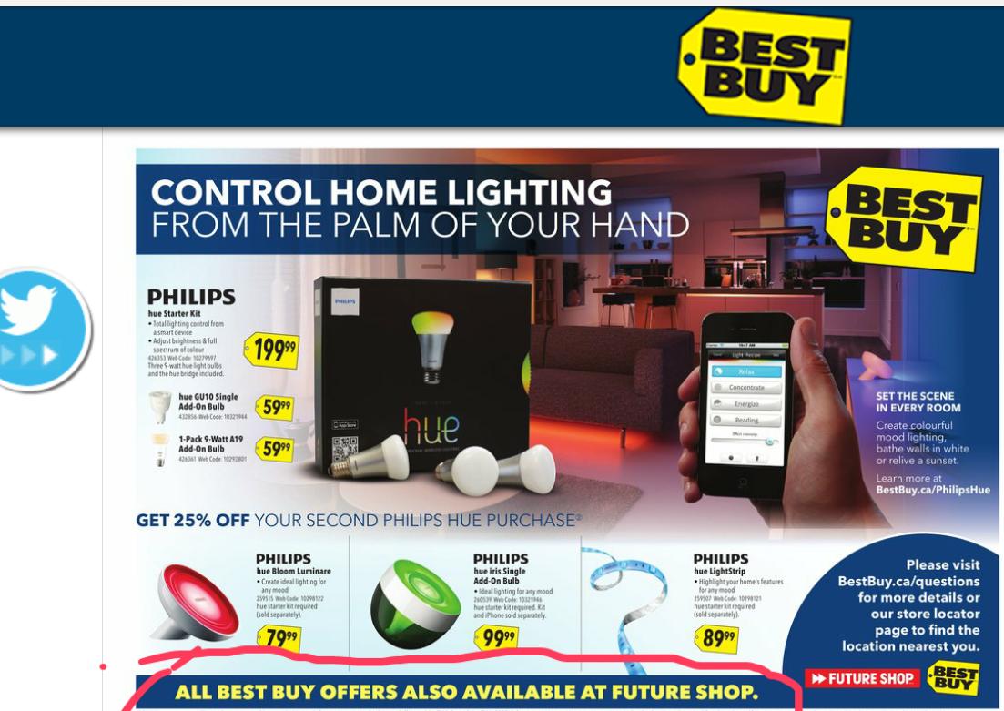 PokerCapone's tweet image. Nice troll job by .@BestBuyCanada in this weeks flyer. #RIPfutureShop .@FutureShop