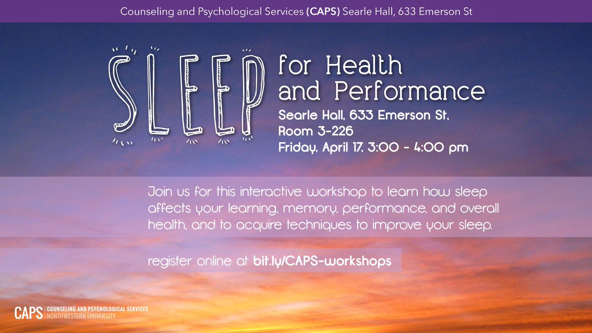 LearnNU's tweet image. Learn how sleep can impact so many parts of your life. Register with CAPS.
