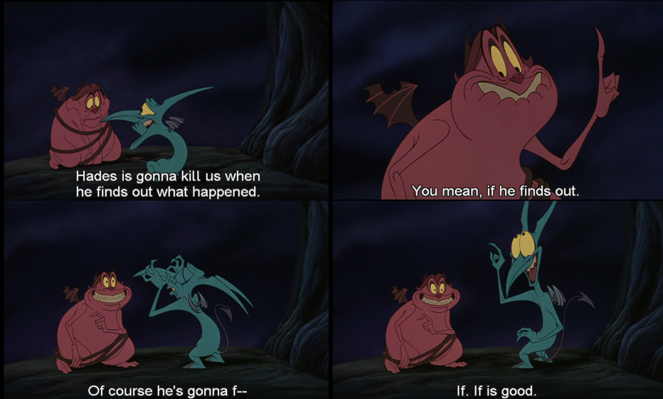 Awesome Tvshowquotes Panic Hades Is Gonna Kill Us If He Finds Out Pain You Mean If He Finds Out Pan If If Is Good Hercules Disney Http T Co Iqq3qvuqok