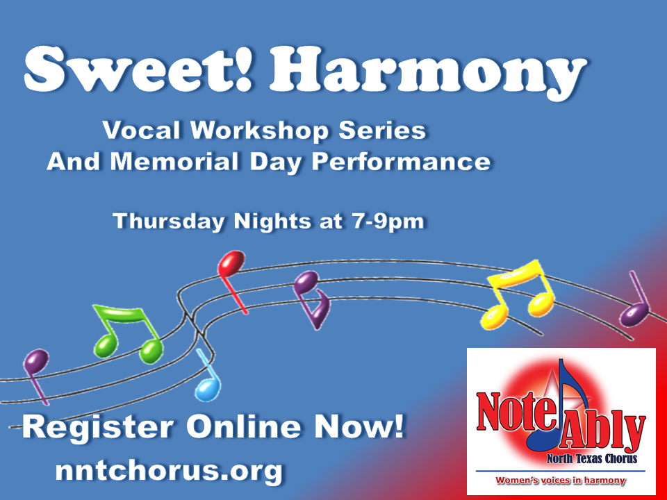 noteablychorus's tweet image. Don't miss our Sweet Harmony 6 week series! Starts this week 4-16. Check out our website!