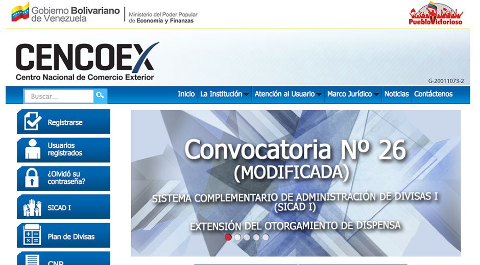 VinesVenezuela's tweet photo. Le hacen mantenimiento la página del Cencoex http://t.co/ebvIIMum6b http://t.co/QwiO712gDA #PorFin