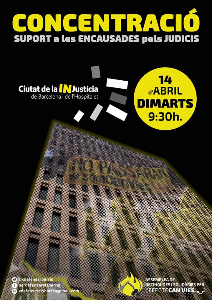 Demà a les 9:30h concentració <a href="/xdefensarbarris/">#AcusatXInformar</a> amb l'assemblea de detingudes i solidàries per l'#EfecteCanVies