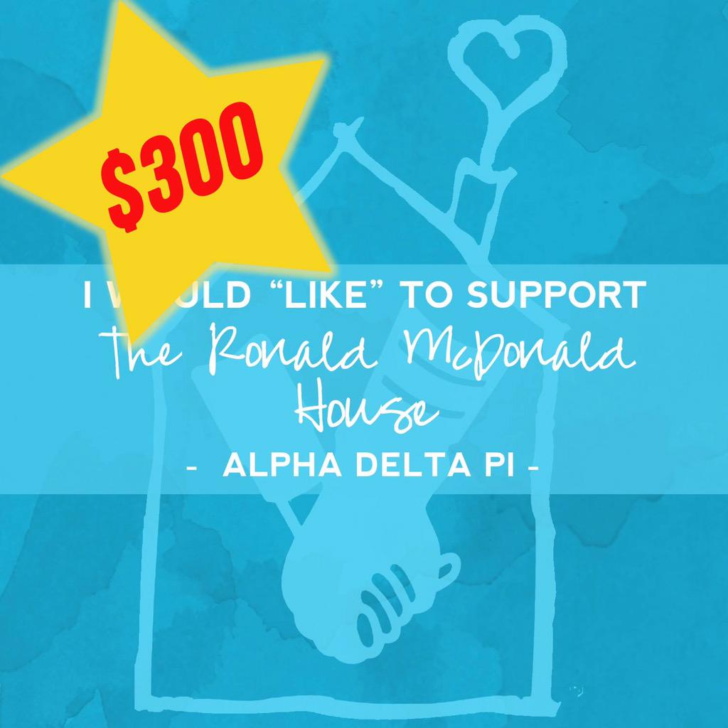 VUGreek's tweet photo. Congrats @VandyADPi, winner of our Like to Support Facebook Campaign. $300 to you for @RMHC! http://t.co/84tMBp1Boz