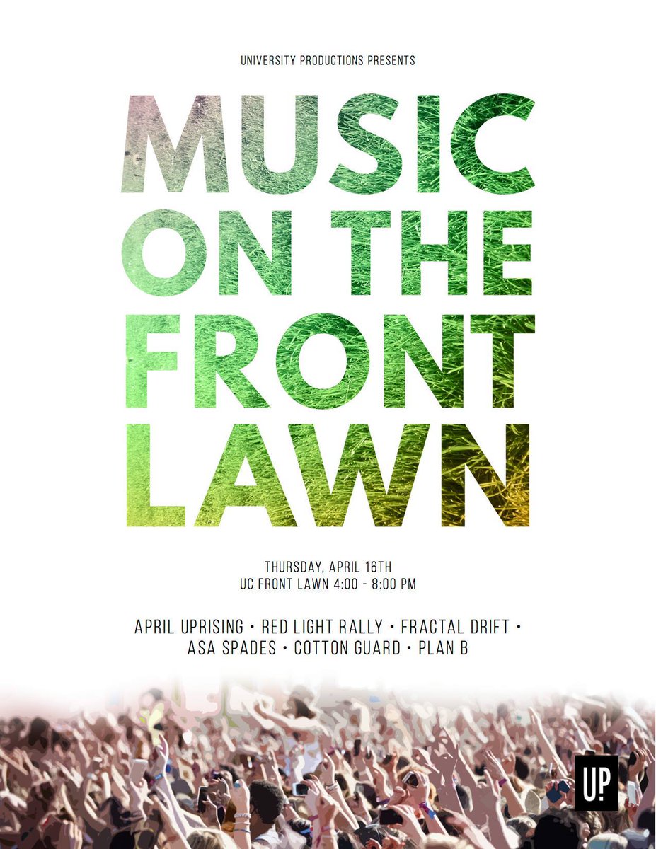 With the beautiful weather back on campus, it's time for Music on the Front Lawn. This Thursday at 4 PM.
