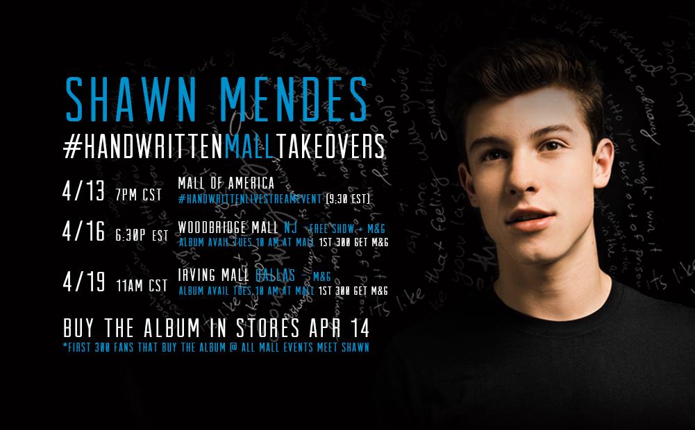 GUYS ! FREE SHOW @ Woodbridge Mall NJ (by NYC) this Thurs & Irving Mall Dallas M&G on Sun ! #HandwrittenMallTakeovers