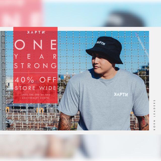 KAPTNbrand's tweet photo. Today we turn 1! to celebrate our anniversary we are having 40% OFF storewide until the end of this month #kaptnbrand http://t.co/6UH5y9WQg5