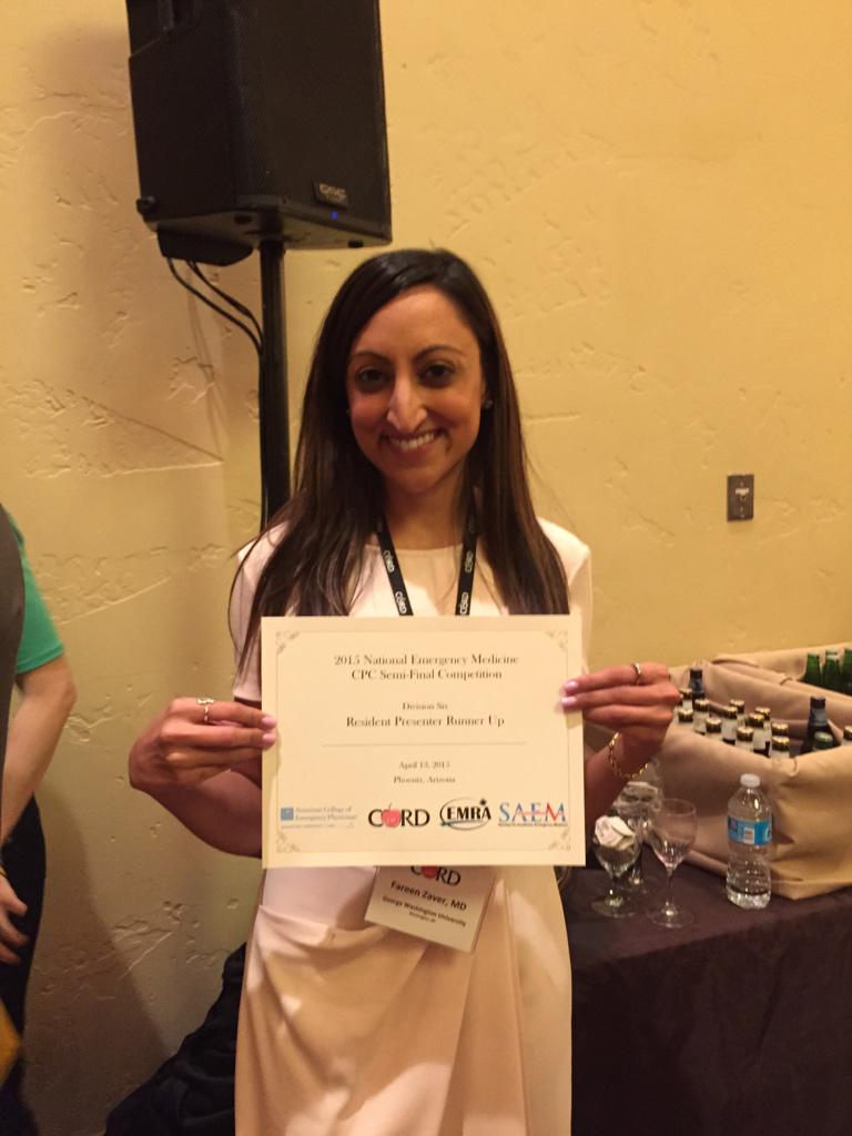 GWEMresidency's tweet photo. Congratulations to our own @fzaver on being runner up at #EMCPC15 http://t.co/9ILmpeXVMB