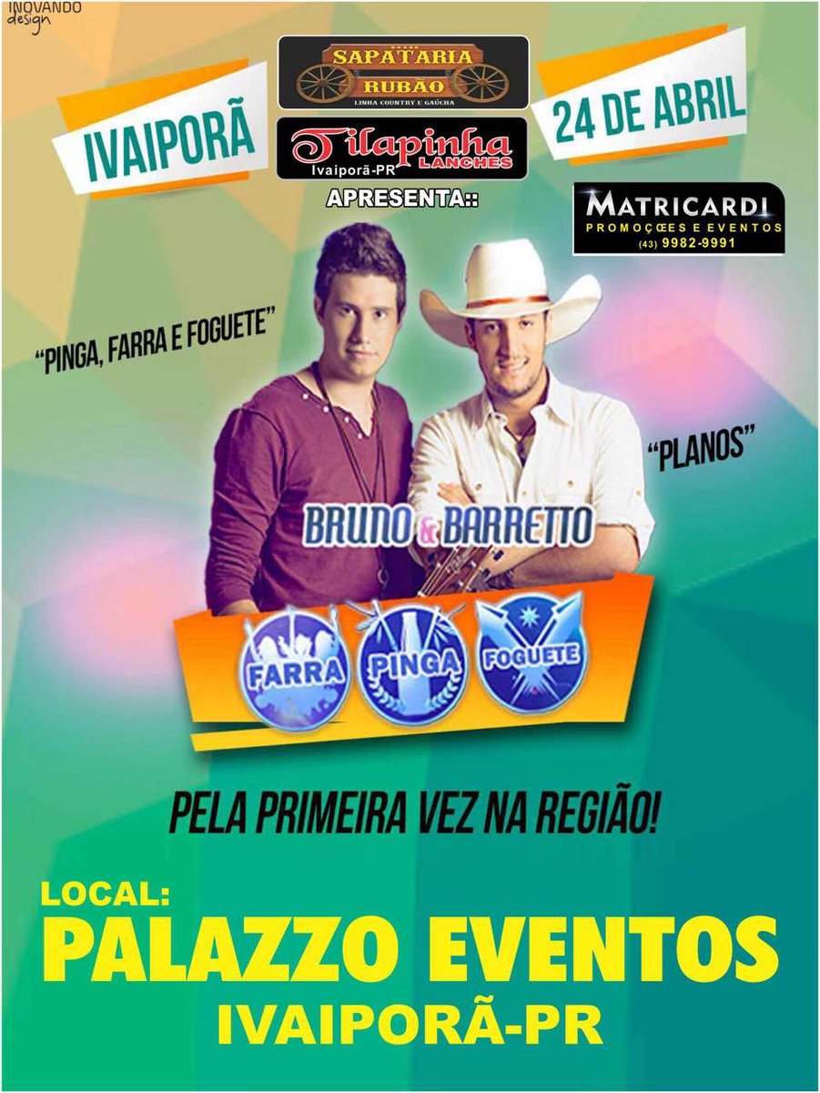 festaseflagras's tweet photo. 24.Abril Bruno e Barreto fazem show em Ivaiporã pela primeira vez na região  http://t.co/gBDZyfdaJ8 http://t.co/8jWbDky3cd