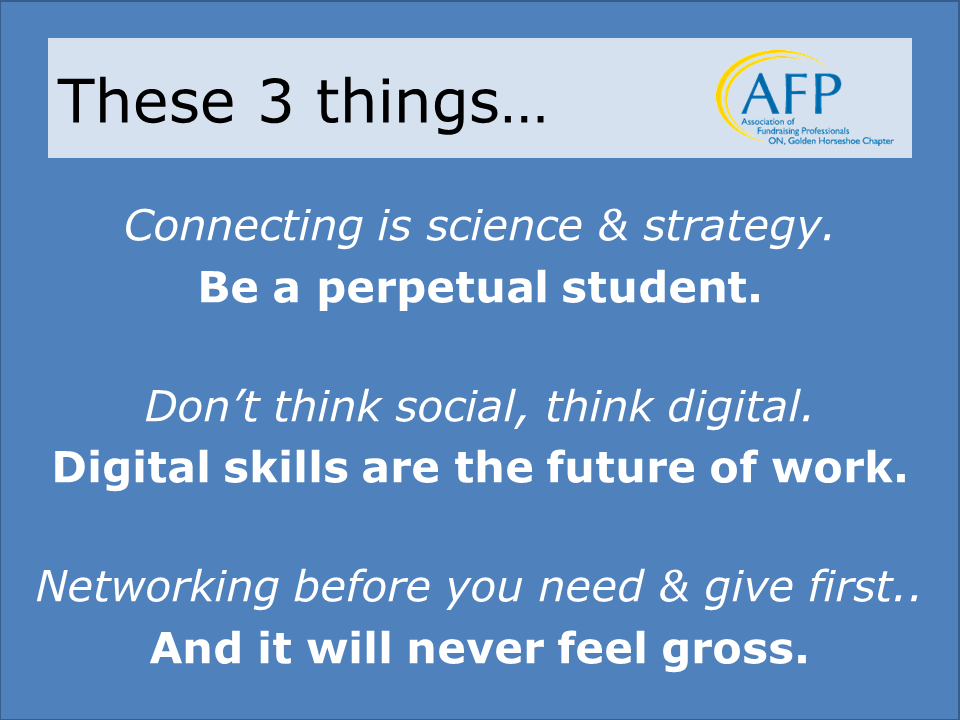 UinvitedU's tweet photo. I hope you're charged up #afpgh_recharge ! Remember these 3 things & networking (on & offline) will work for you! http://t.co/2GiL5ryIgH