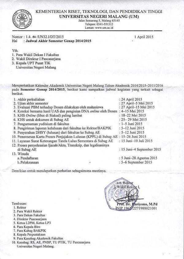 SuaraUM's tweet photo. Kalender Akademik untuk semester Depan GUYS, Siapkan diri @MabaUM2014 @MahasiswaUM_ http://t.co/JkuGT56r0O