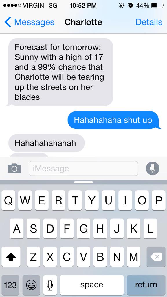 Ad_Christie's tweet photo. Don't be a hater, be a roller skater @charbails http://t.co/2RZyLBScmf