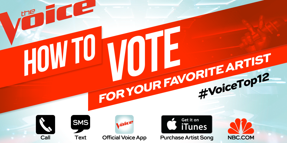 NBCTheVoice's tweet photo. Voting is open NOW until 12pm ET! #VoiceTop12 http://t.co/ymevrLrHmJ