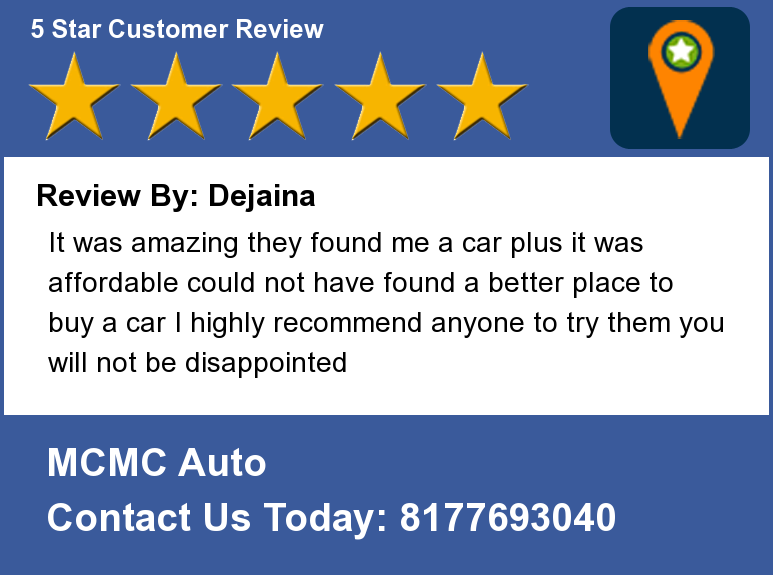 MCMCauto's tweet photo. Review By: Dejaina
It was amazing they found me a car plus it was affordable could not have found a better pl... http://t.co/UsATwZLrbM