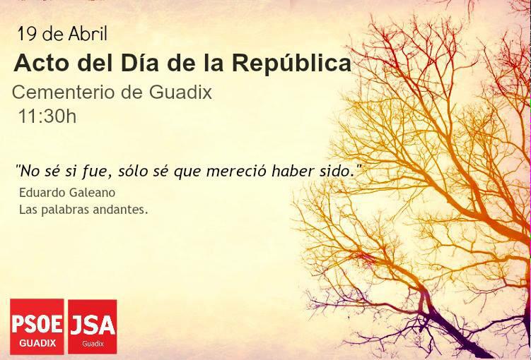 Feliz día de la República 

Os invitamos el próximo 19 de Abril a las 11.30h en el cementerio. 

Os esperamos !