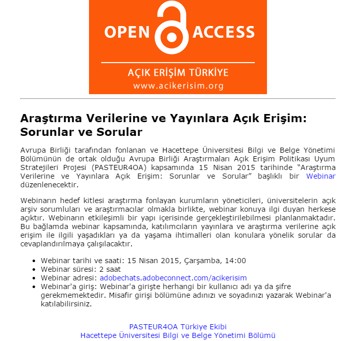 yasartonta's tweet photo. Webinar: Araştırma Verilerine ve Yayınlara Açık Erişim
15/4/2015 saat 14:00
http://t.co/U3FnFH2723
#aewebinar http://t.co/nGgzGw7Sol