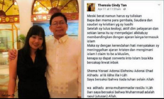 websangpencerah's tweet photo. Masuk Islamnya Pembina Gembala Gereja Pantekosta Theresia Cindy Tan http://t.co/57TwACpISg KembalikanMediaIslam http://t.co/U81upOLHit