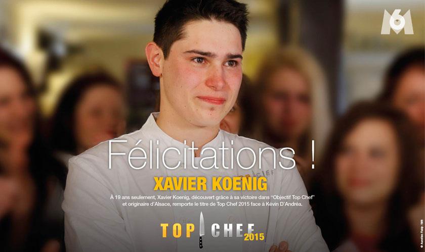 M6's tweet photo. Vous étiez 3.5 millions de téléspectateurs devant la victoire de Xavier lors de la finale #TopChef sur @M6 ! Merci ! http://t.co/DNABVboYbF