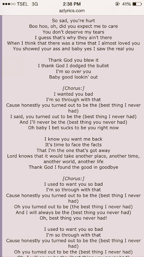 Windy Yunita Ghemary I Will Always Be The Best Thing You Never Had Thank God I Found The Good In Goodbye Beyonce Http T Co Eev0intpnb Windy Yunita Ghemary I Will Always Be The Best Thing You Never Had Thank God I Found The Good In Goodbye Beyonce Http T Co Eev0intpnb