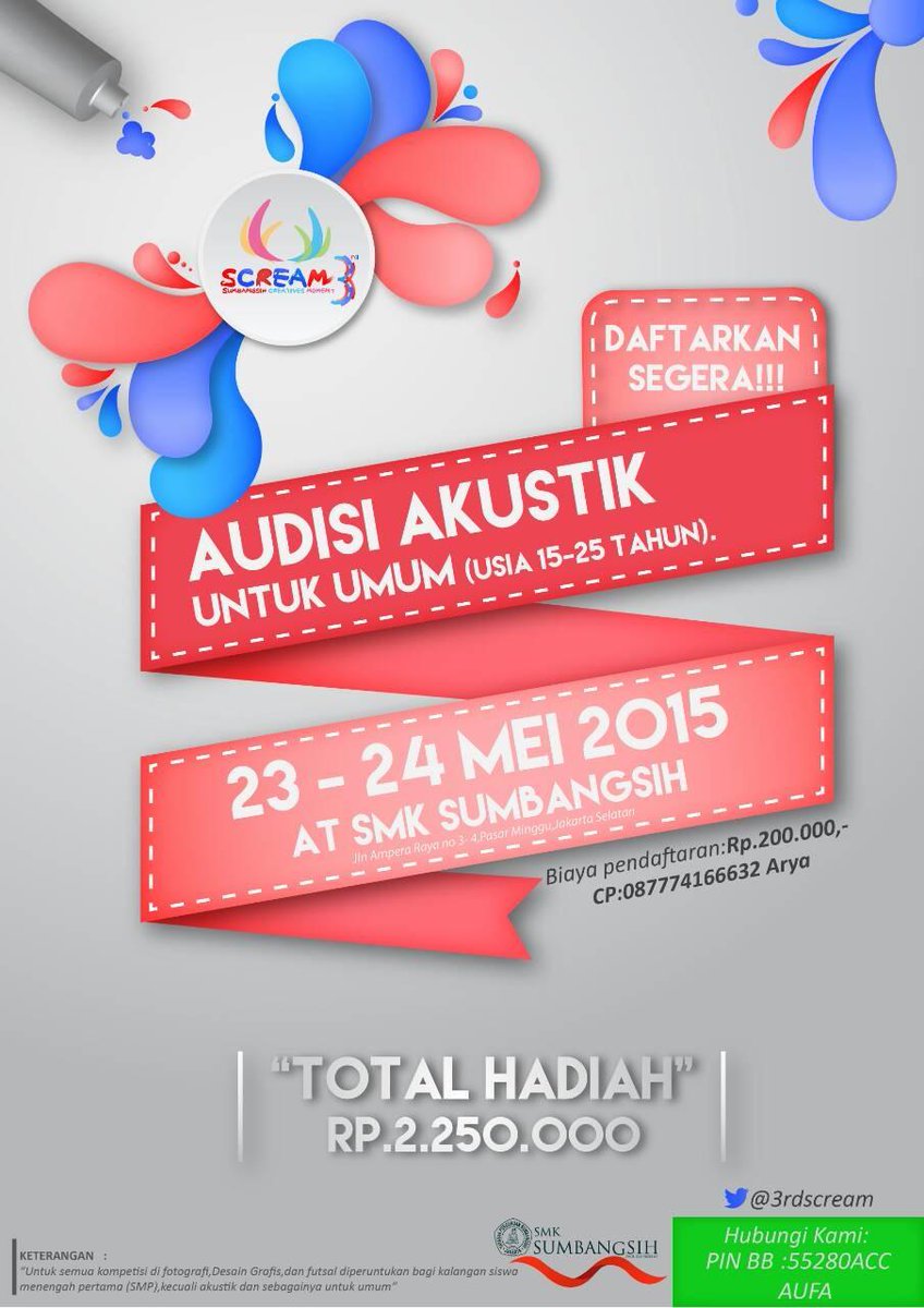 #infopensi you anak band? Ikutan nih @3rdSCREAM Contact Person: Aska 081315732677