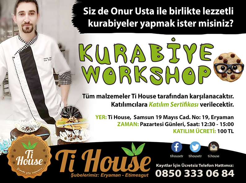 Kurabiye Workshop'umuzu Kaçırmayın...
20 Nisan Pazartesi Günü, Saat: 12:30 - 15:00 arası...