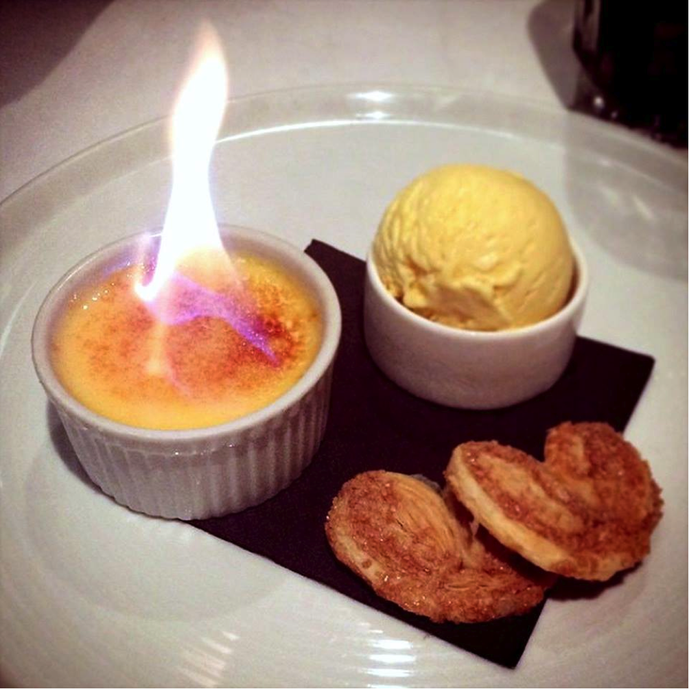 There’s a chill in the air but a fire in the kitchen: our vanilla brulee with brown sugar palmiers