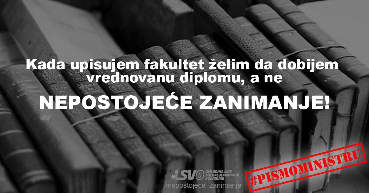 LSVOmladina's tweet photo. Poslali smo više od 30 pisama ministru do sada, još uvek smo bez odgovora #nepostojecazanimanja #pismoministru http://t.co/XnZJr9STp0