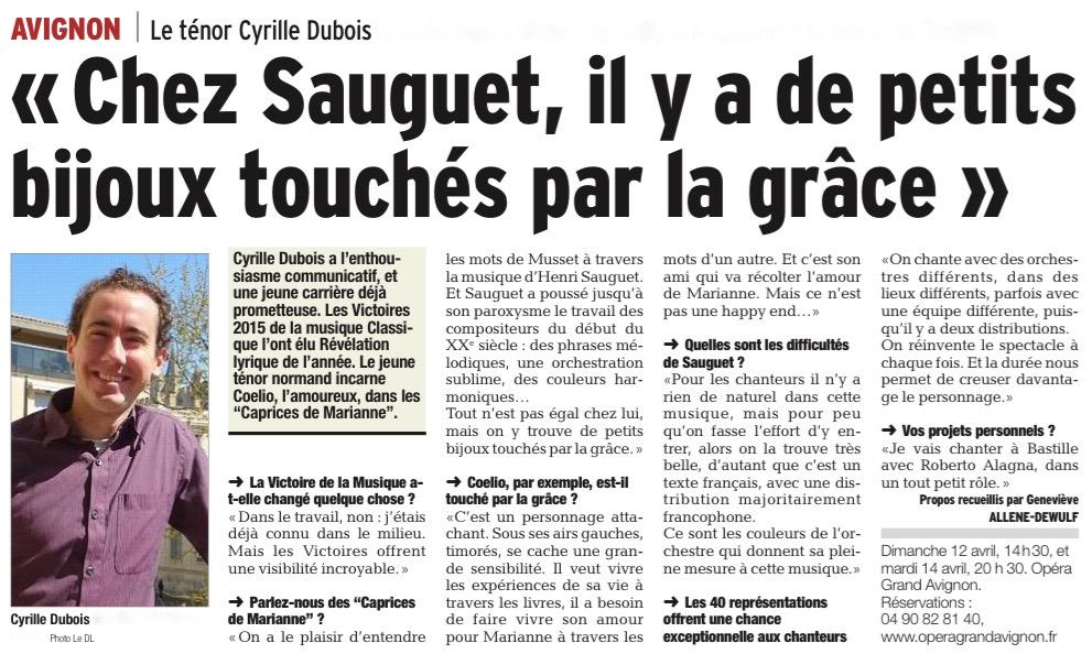 OperaAvignon's tweet photo. LA PRESSE EN PARLE // LES CAPRICES DE MARIANNE > Article &amp; ITW parus dans @LeDLVaucluse | http://t.co/1sg5bGAITj http://t.co/WHhJbbPvze