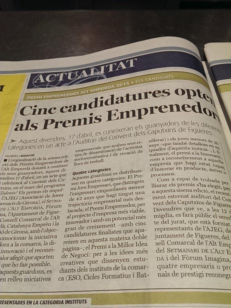 5 candidatures opten als Premis Emprenedors