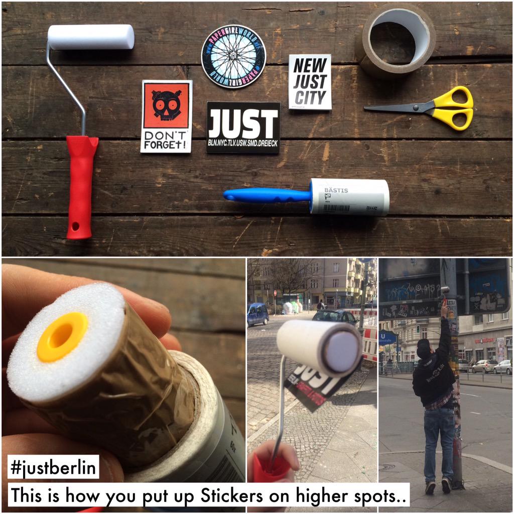 1234just's tweet image. How to stick up Stickers in higher places.. #urbanhacking #justberlin Full Tutorial on ilovegraffiti.de