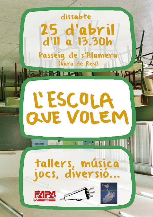 I dia 25,mobilització: L'escola que volem. Les escoles o AMIPES poden participar preparant tallers o jocs.Animau-vos!