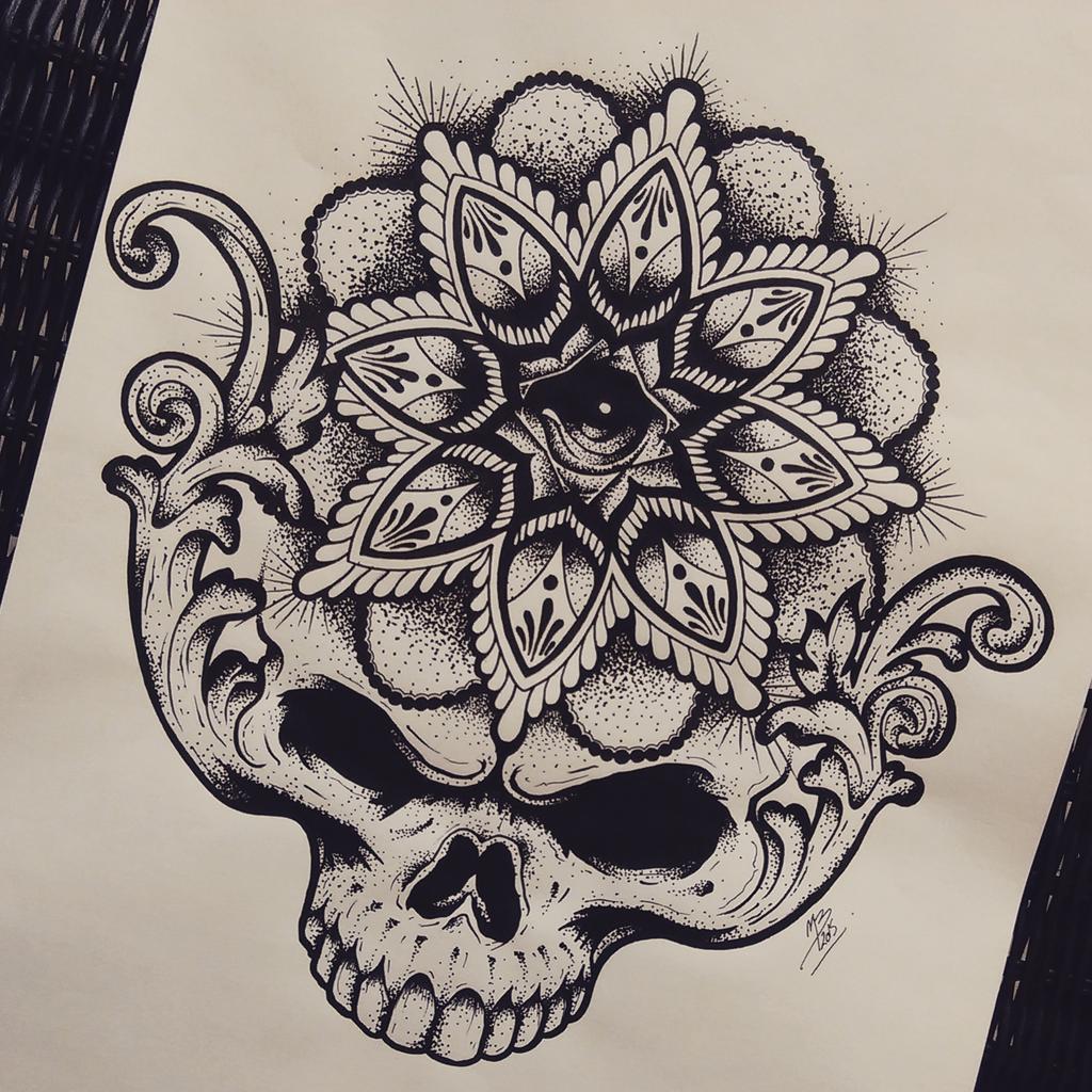 Fun Skull Mandala Tattoo