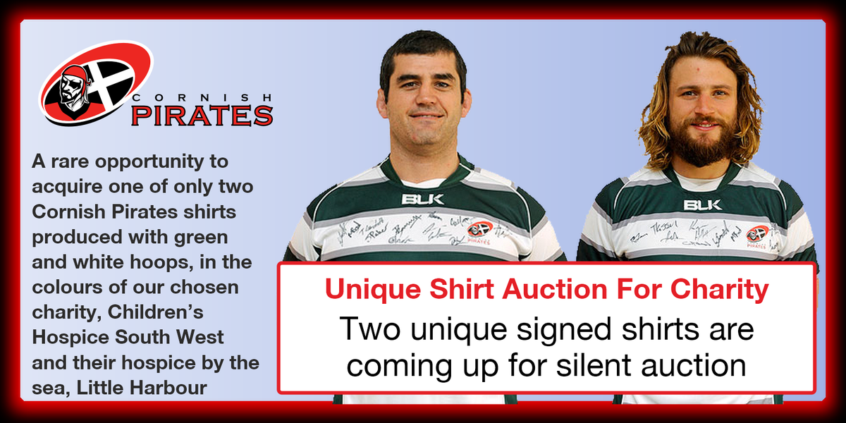 CornishPirates1's tweet photo. Unique #Cornish Pirates Shirts to be auctioned
To aid @CHSW Little Harbour &amp; The PDF
http://t.co/1LJhcwGPBu http://t.co/lUkUZkTC3j