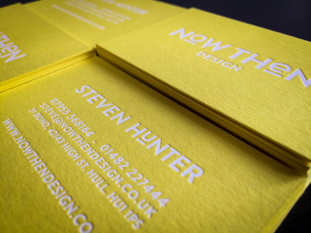 NowThenDesign's tweet photo. We're loving our new YELLOW business cards this morning. A thing of beauty. @auroraprint http://t.co/8JoO7HDp0a