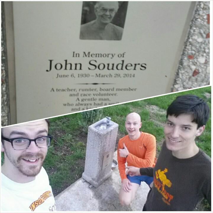 1MMiles's tweet photo. Today we found #KCTrackClub's Memorial to John Souders, a refreshing water fountain. Thx for sharing it &amp; his story! http://t.co/4P6SqW9sgb