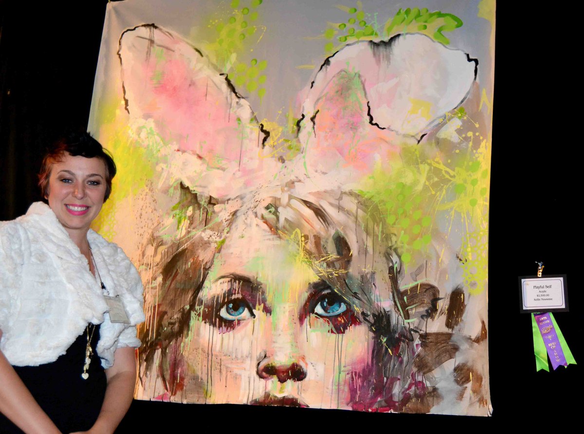 Kellie  Newsome wins Best of Show for "Playful Self" at Alabama Roots &amp; Wings Art Exhibition. artsrevive.com
