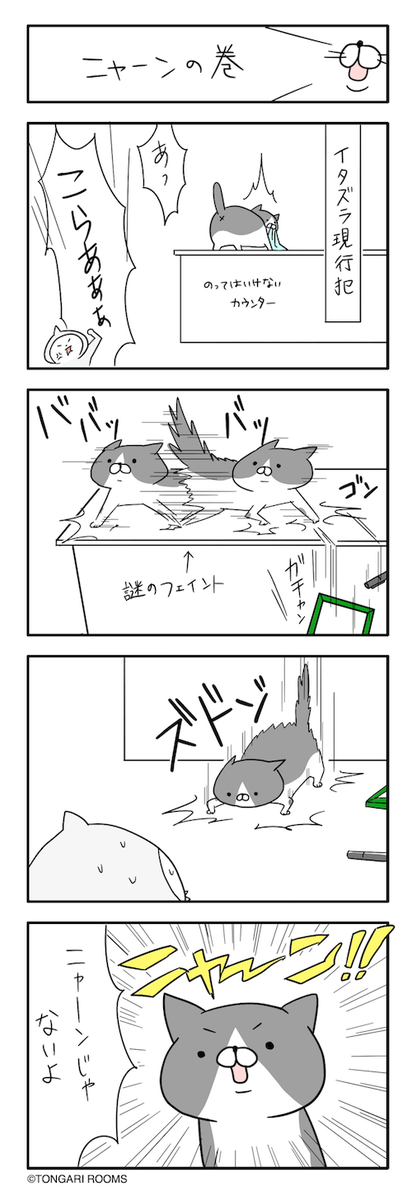 ねこまんが。台所のカウンターは危ないから乗ってほしくないんだよなぁ。。 