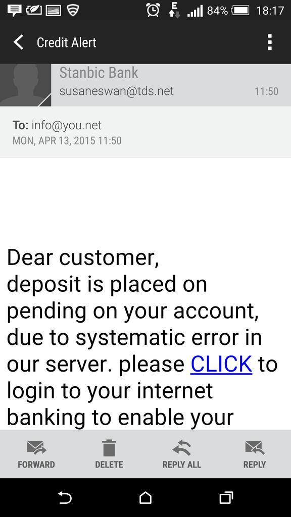 ChidumOsobalu's tweet image. #HowToTell: #PhishingScam
1) See originating email
2) See receiving email
3) I don&apos;t have an account w/ the bank.