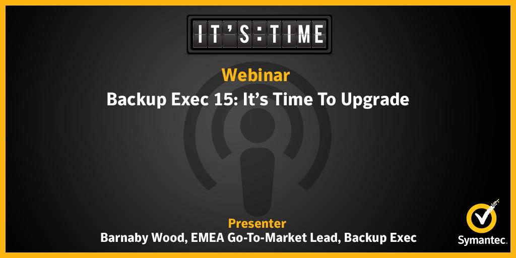 SymantecEMEA's tweet image. Join us 22nd April for a look at Backup Exec 15 and why it’s time to upgrade #ItsTimeForBE15 bit.ly/1JFXKn2