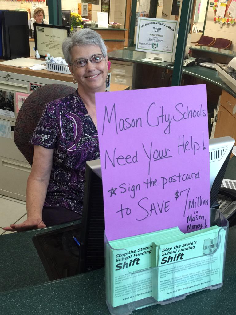 MasonSchools's tweet image. MCS needs you NOW! Come to any school to sign the postcard to keep TPP reimbursement permanent = $7M for Mason